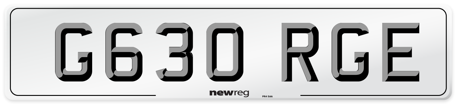 G630 RGE Number Plate from New Reg